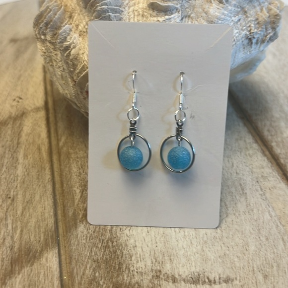 Blue Sea Glass Bead Earrings-NWT - Picture 4 of 11